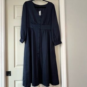 NWT J Crew Navy Midi Dress